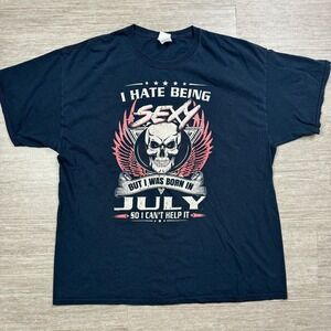 July Birthday Cancer Leo Shirt Funny Novelty VTG Y2K Black Men XL